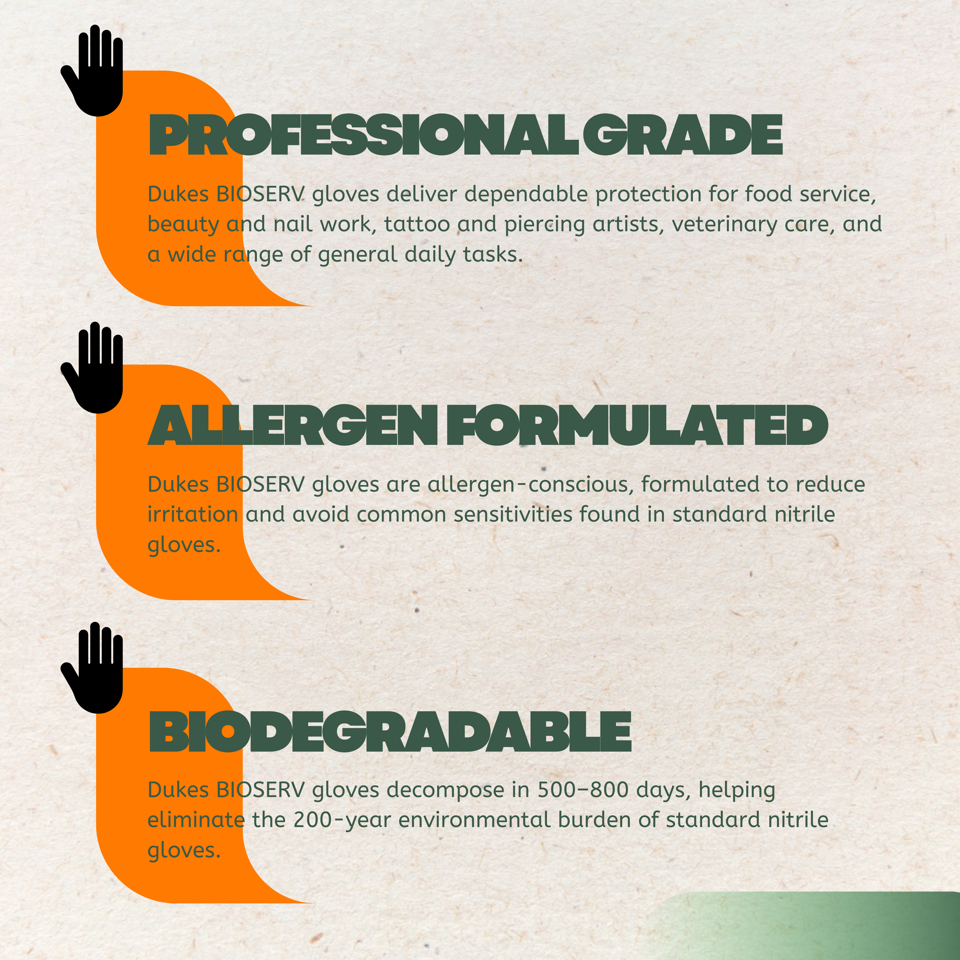 DUKES BIOSERV™ Biodegradable Nitrile Gloves, 4 Mil, Black, 1000/Case