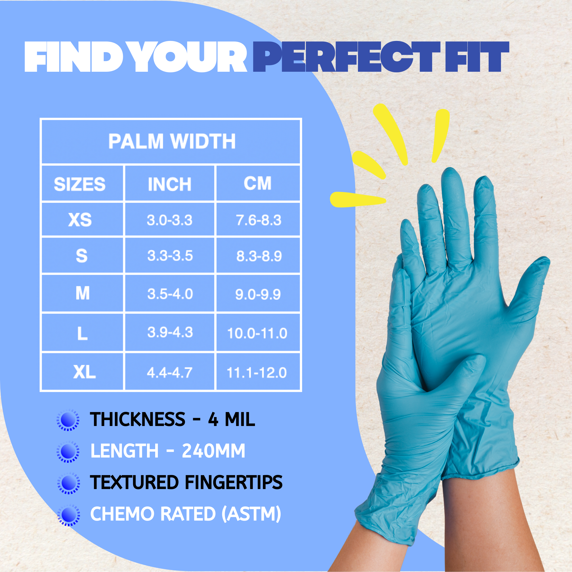 DUKES BIOFLEXXâ„¢ Biodegradable Nitrile Exam Gloves, 4 Mil, Blue, 200/Box