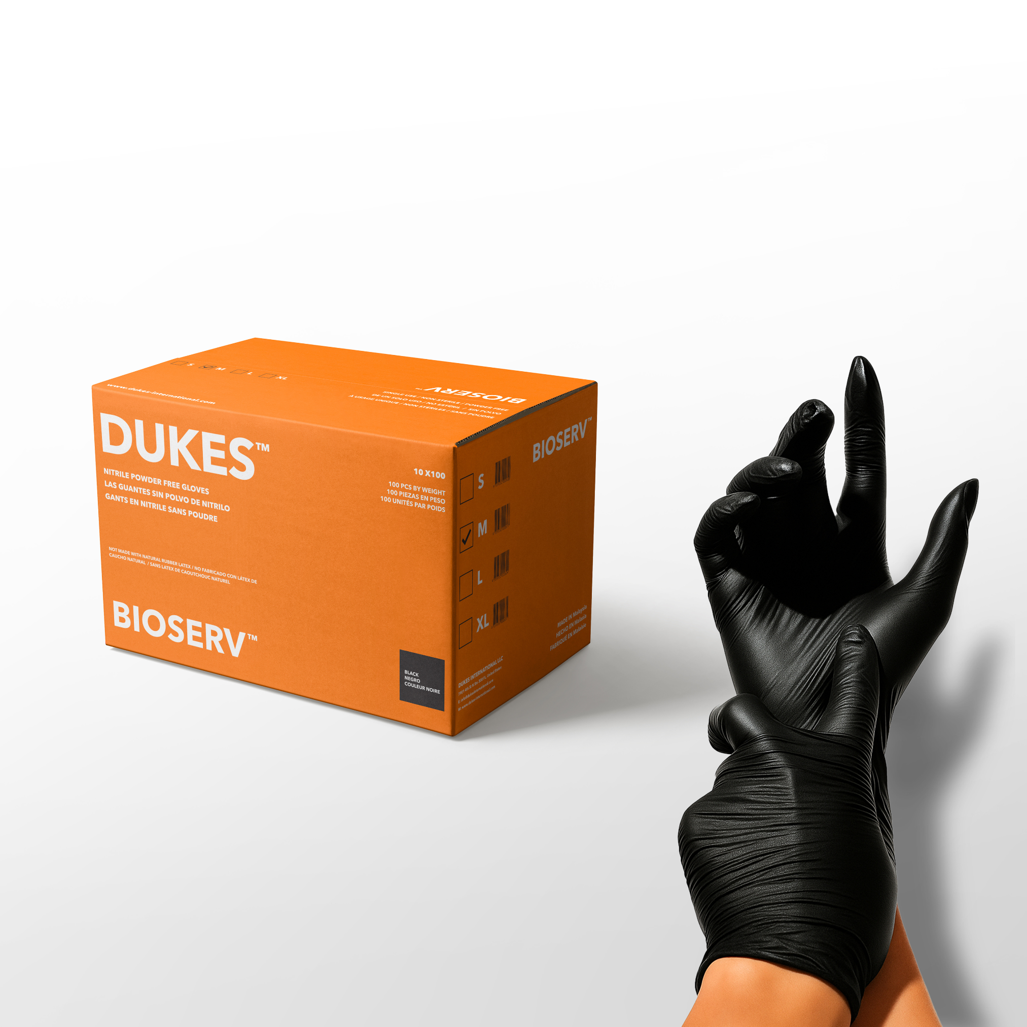 DUKES BIOSERV™ Biodegradable Nitrile Gloves, 4 Mil, Black, 1000/Case