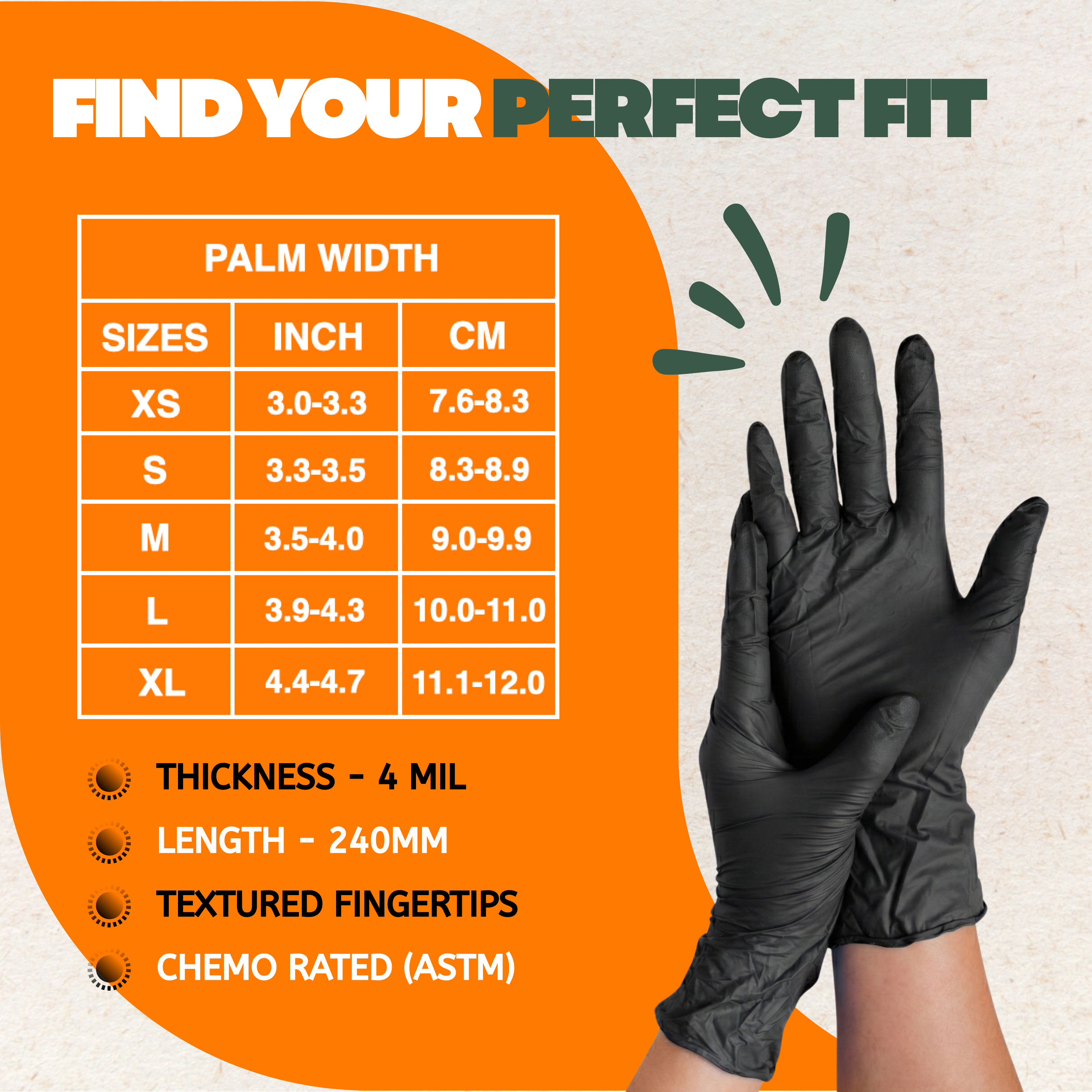 DUKES BIOSERV™ Biodegradable Nitrile Gloves, 4 Mil, Black, 1000/Case