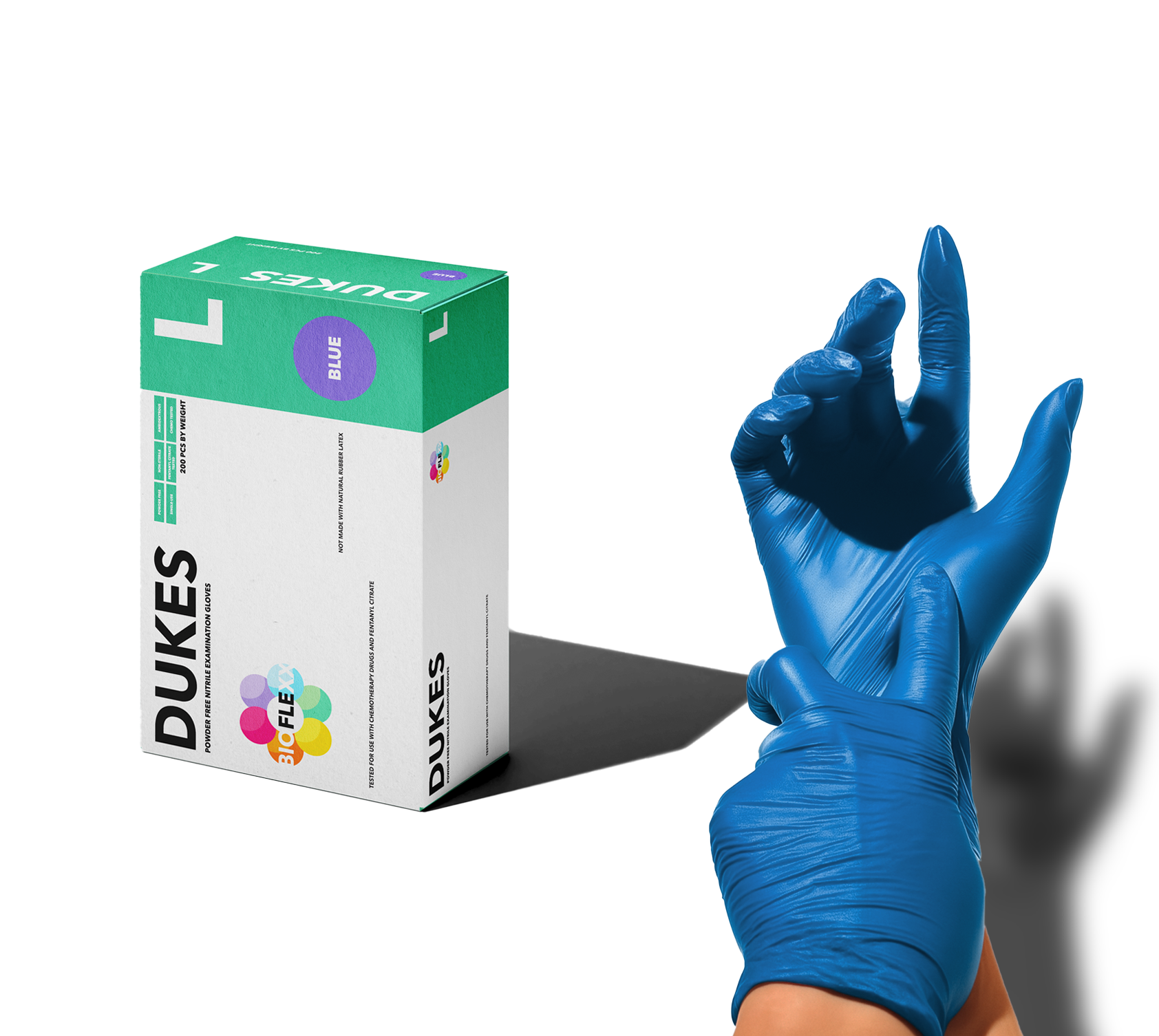 DUKES BIOFLEXX™ BLUE 200pcs Biodegradable Nitrile Examination Gloves (1 Box - 200 Pcs)