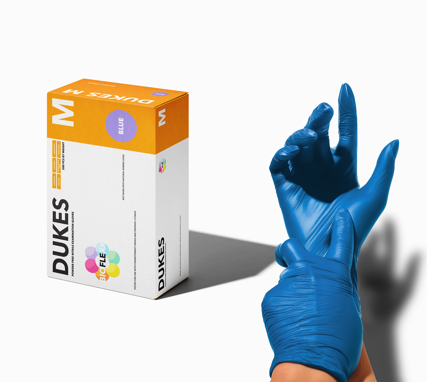 DUKES BIOFLEXX™ BLUE 200pcs Biodegradable Nitrile Examination Gloves (1 Box - 200 Pcs)