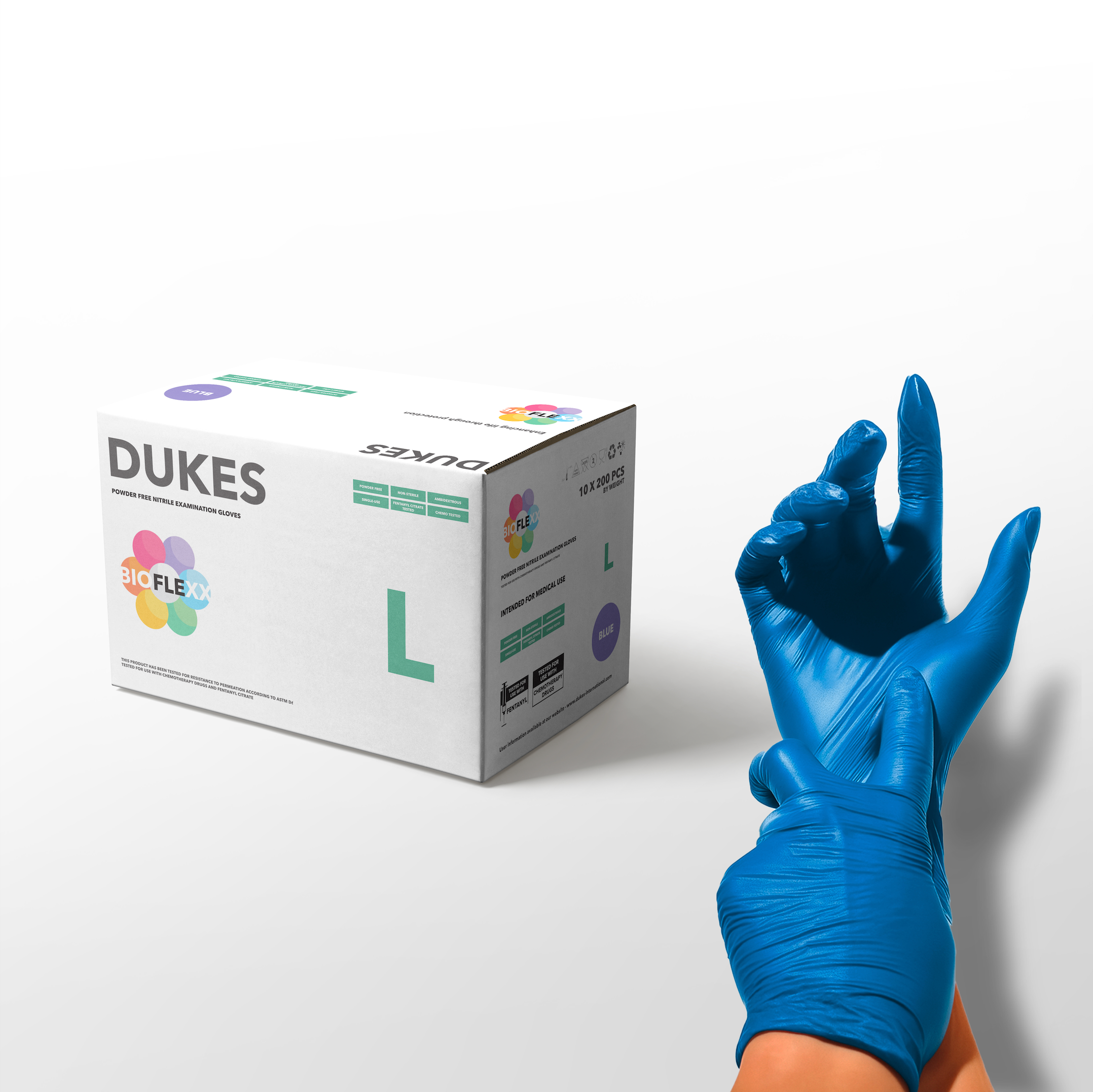 DUKES BIOFLEXX™ BLUE Biodegradable Nitrile Examination Gloves (2000 pcs)