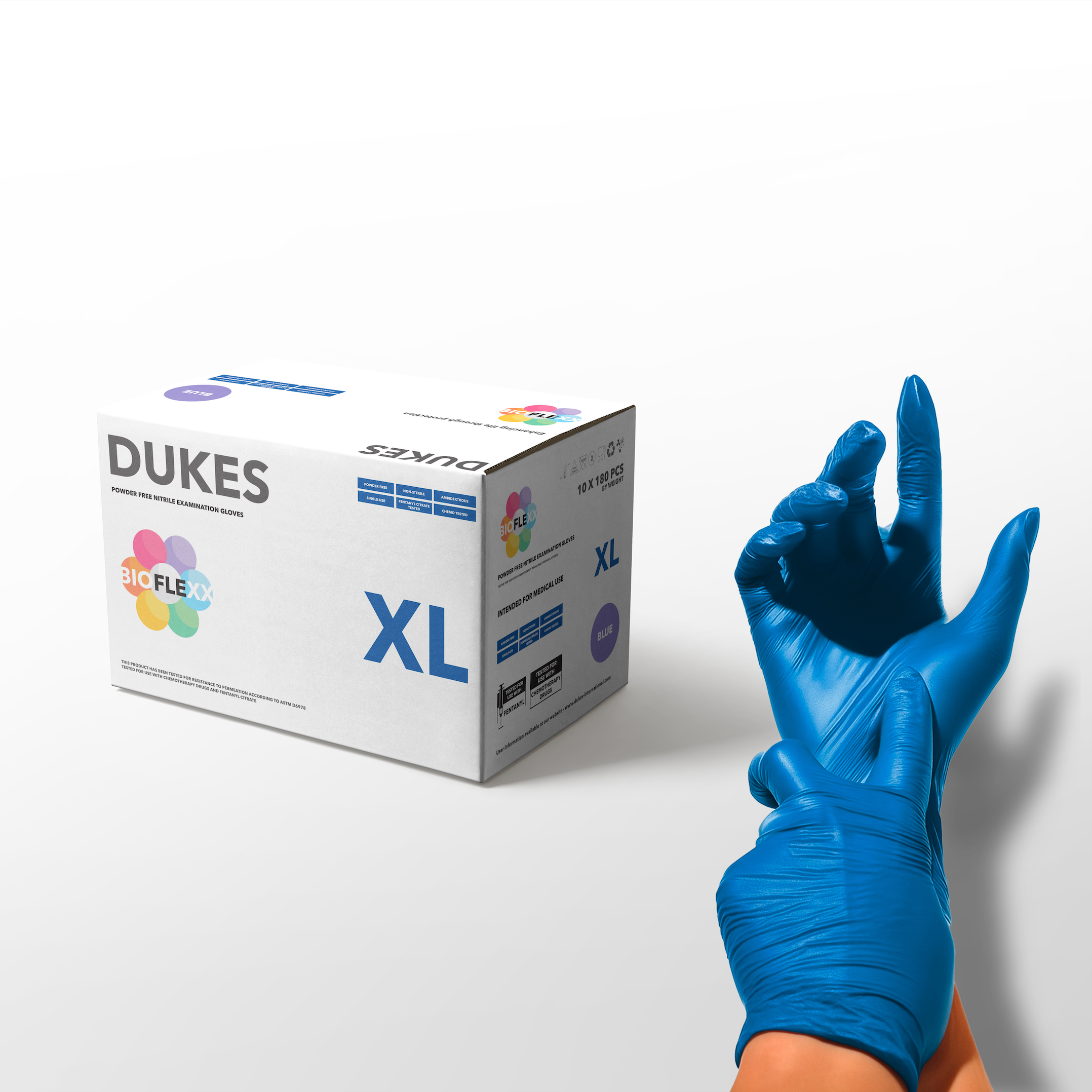DUKES BIOFLEXX™ BLUE Biodegradable Nitrile Examination Gloves (2000 pcs)