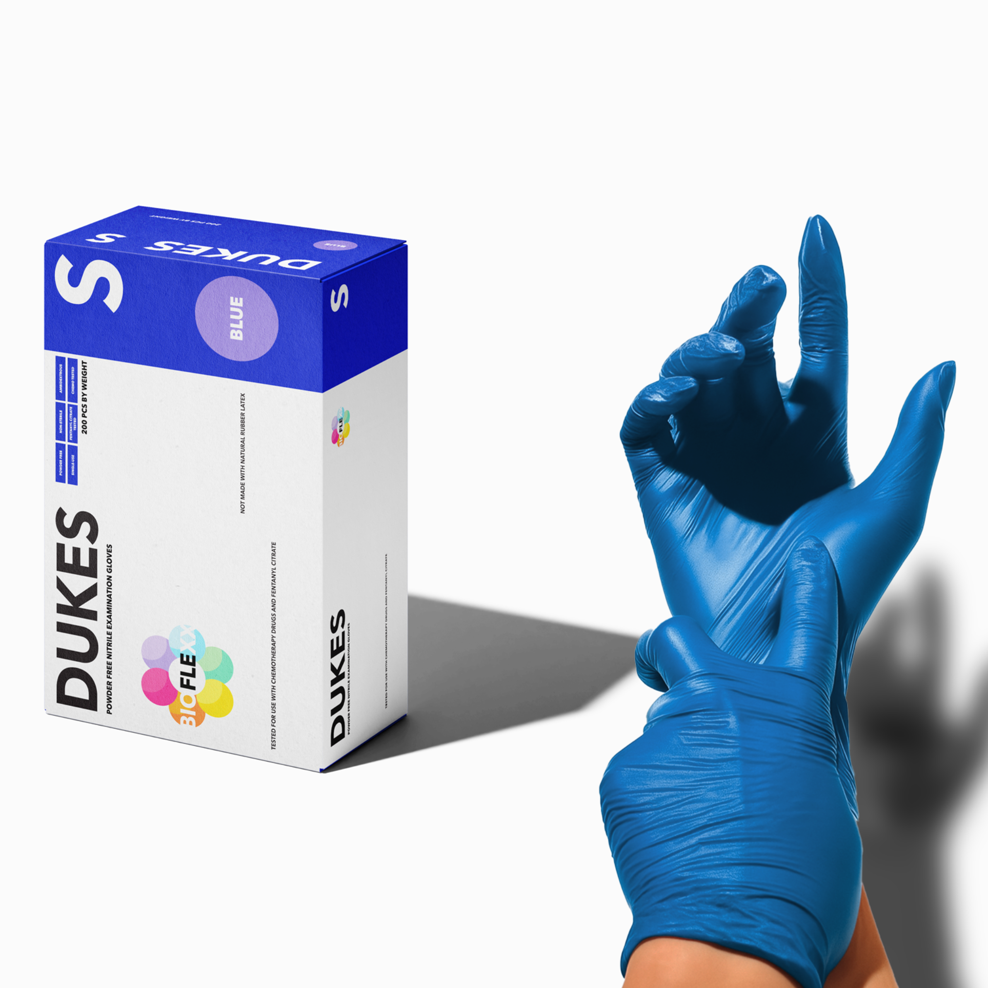 DUKES BIOFLEXX™ Biodegradable Nitrile Exam Gloves, 4 Mil, Blue, 200/Box