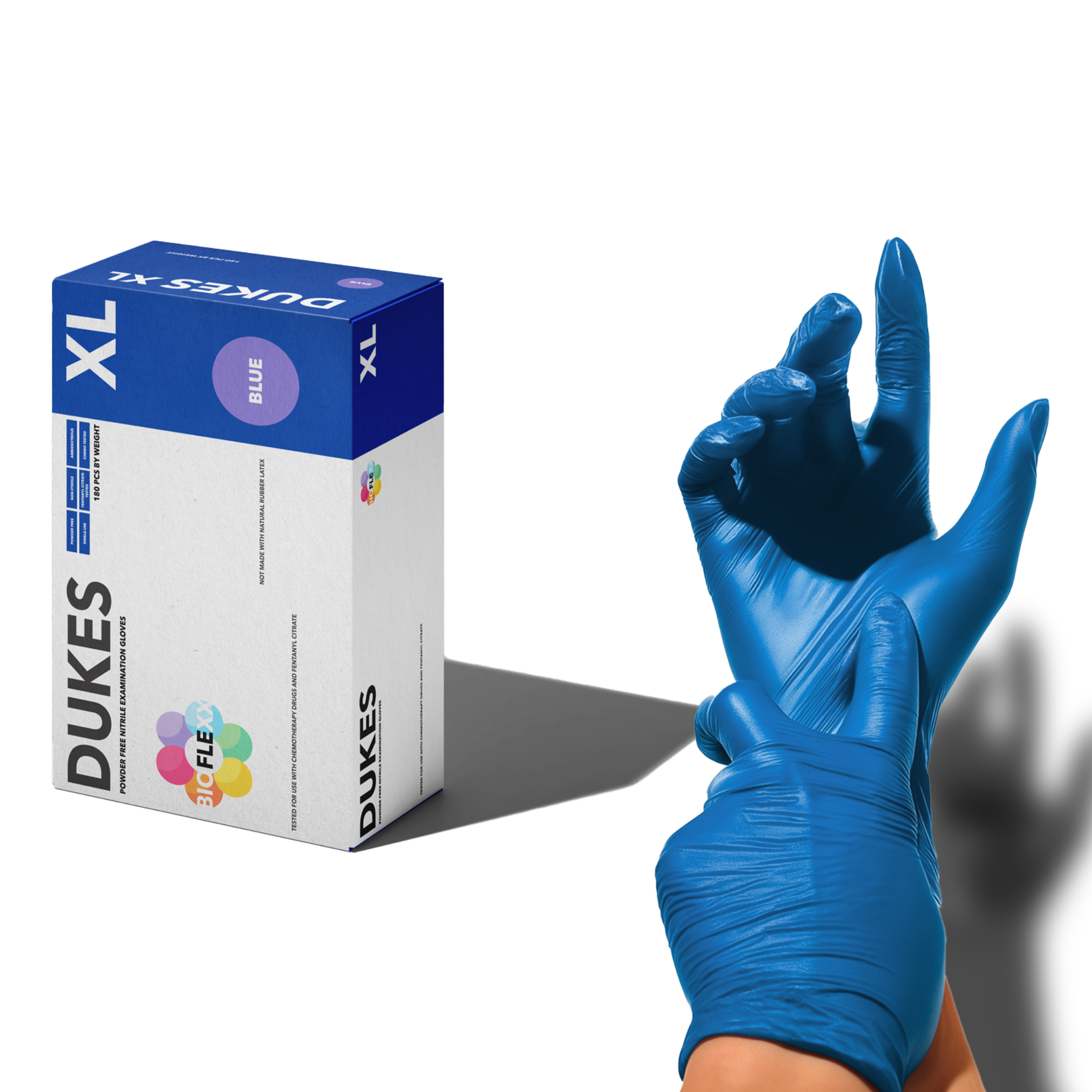 DUKES BIOFLEXX™ Biodegradable Nitrile Exam Gloves, 4 Mil, Blue, 200/Box
