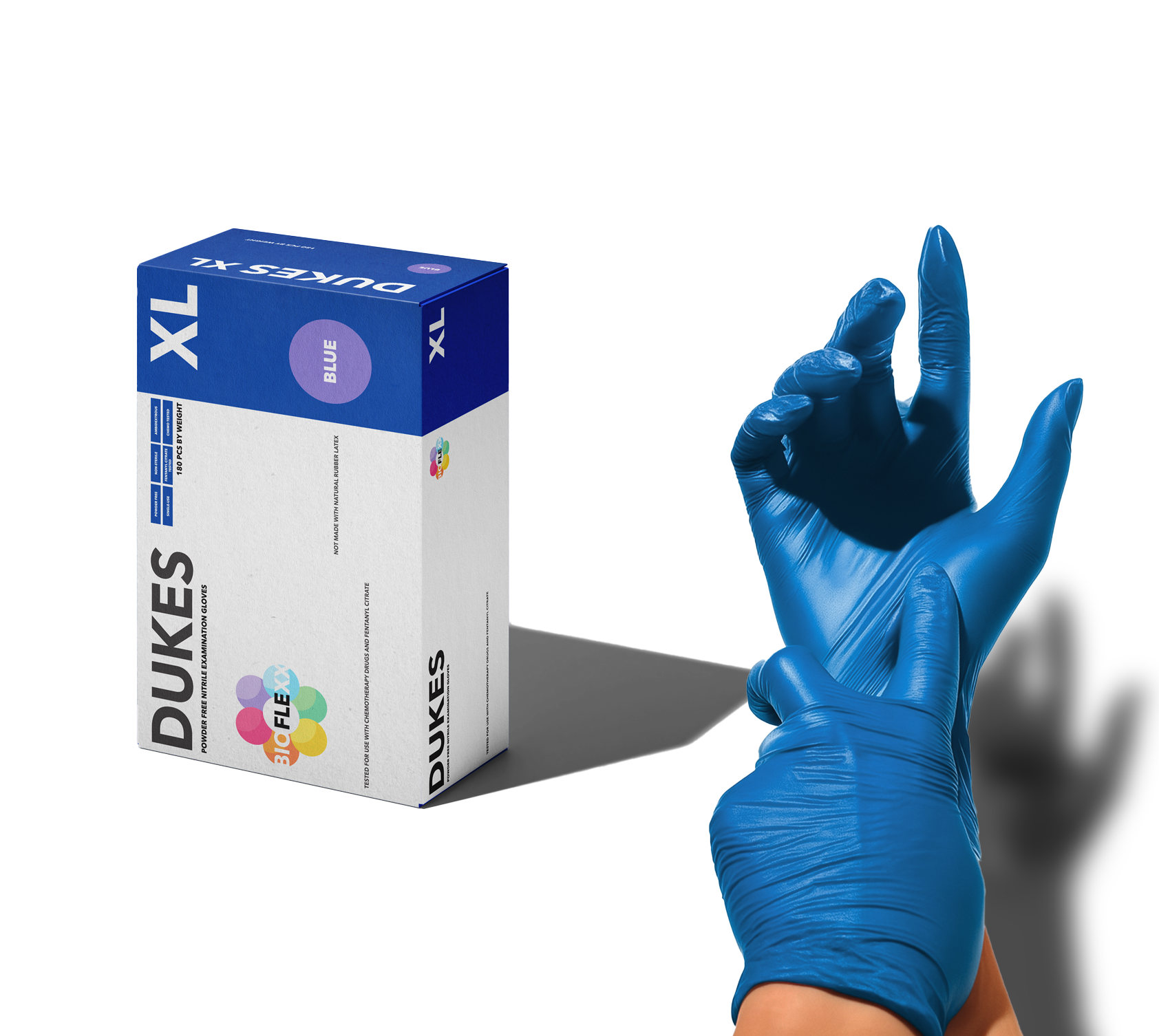 DUKES BIOFLEXX™ BLUE 200pcs Biodegradable Nitrile Examination Gloves (1 Box - 200 Pcs)